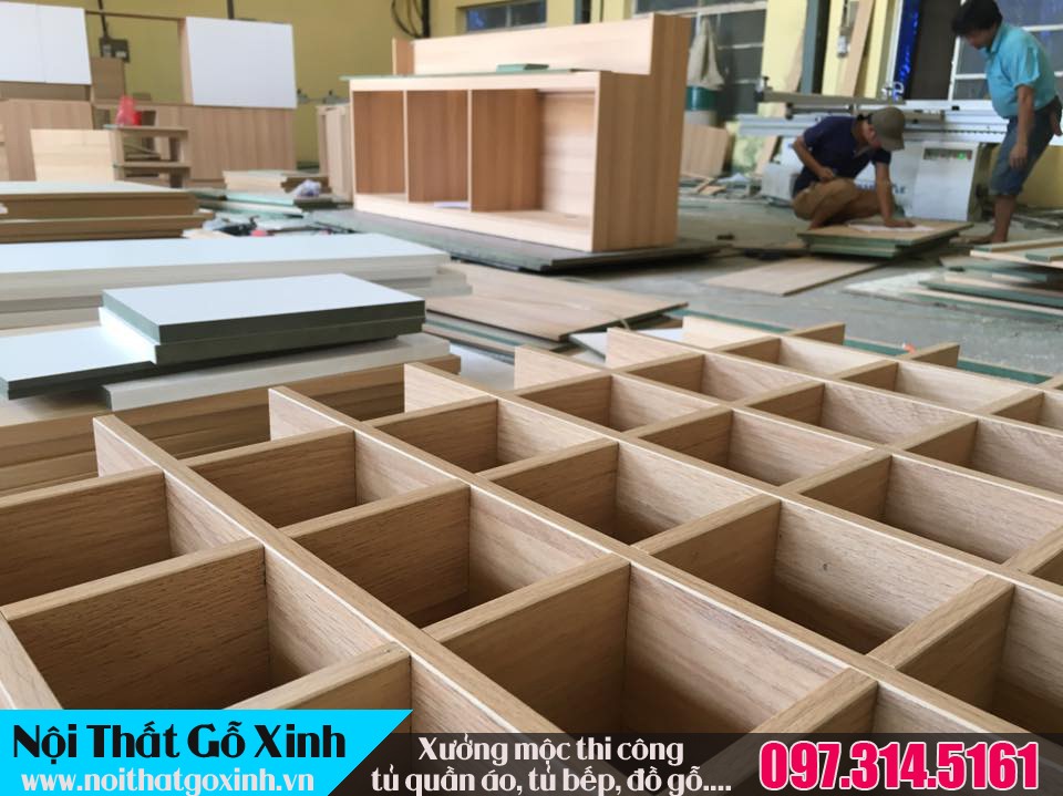 Thi công nội thất gỗ tại xưởng